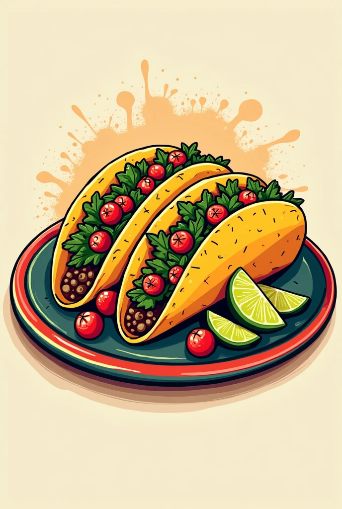 vector logo of a plate with Mexican tacos
