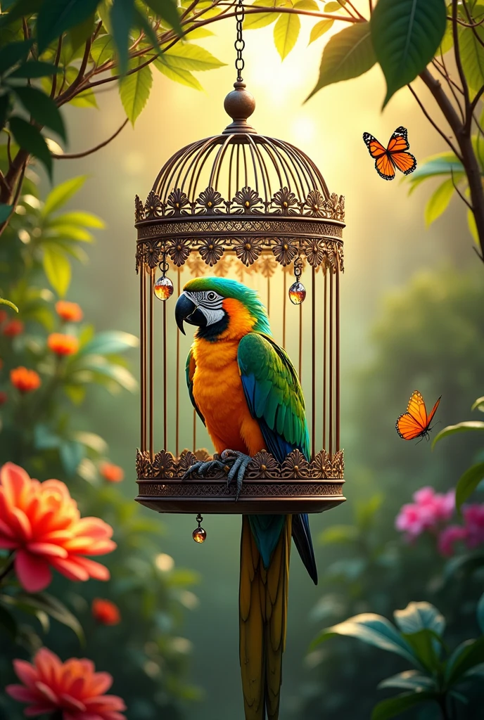 Fully caged parrot