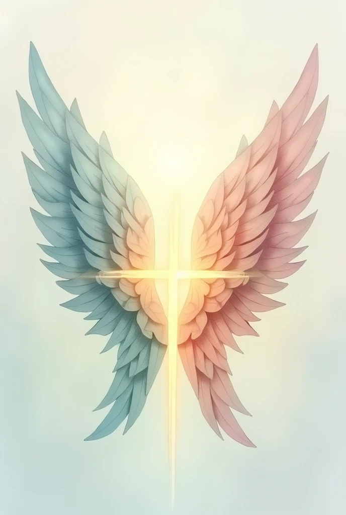 Four Wings Encompassing a Sacred Symbol:
Description: Four detailed wings forming a protective embrace around a central symbol like a cross or an abstract depiction of a guiding light. Each wing represents a family member, symbolizing unity and protection.Color: Use soft watercolor shades to highlight the wings and central symbol, giving it a modern and vibrant touch.