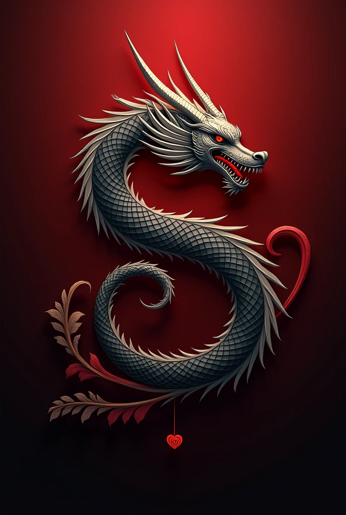 A. S letter logo this should be in cursive the start of letter A their should be a dragon face letter S at it's their should be a heart