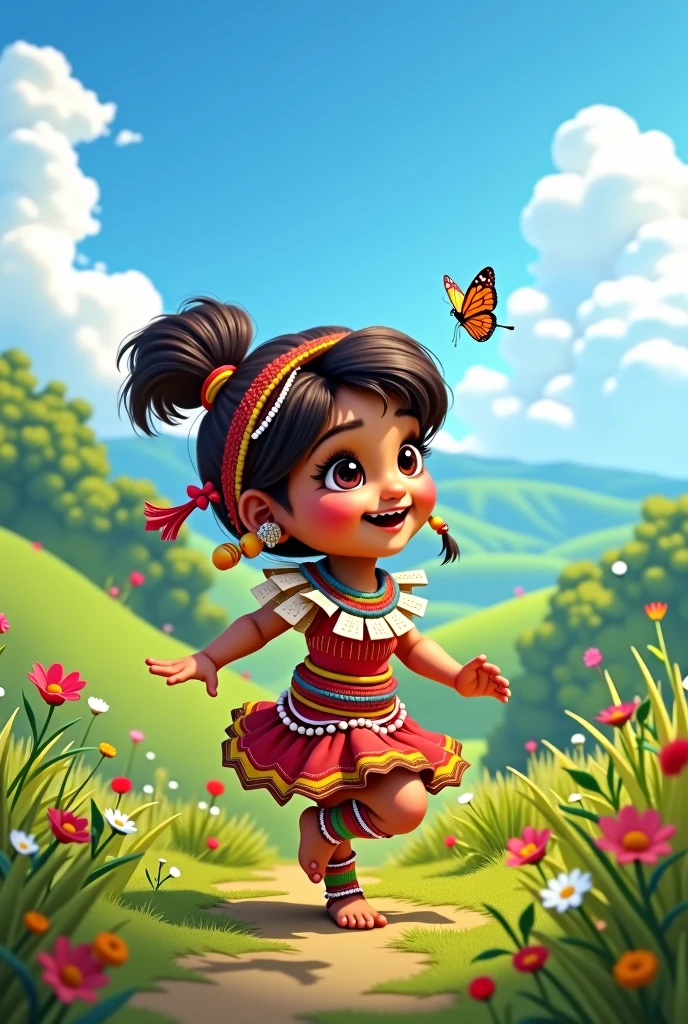 (animated cartoon) Child from the Guane indigenous community of Colombia