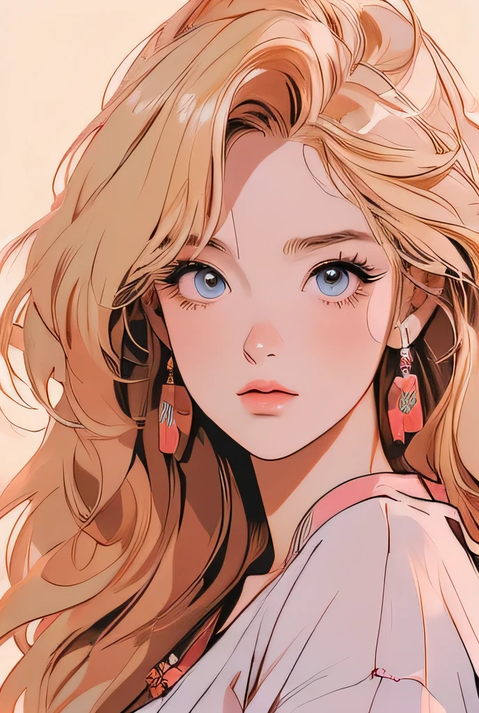 a beautiful anime girl with long blonde hair and a red hair bow, wearing a shirt, (best quality,4k,8k,highres,masterpiece:1.2),ultra-detailed,(realistic,photorealistic,photo-realistic:1.37),retro anime style, 80s anime art, beautiful detailed vivid eyes,beautiful detailed lips,extremely detailed eyes and face,longeyelashes,detailed anime portrait,intricate details,vivid colors,cool lighting,cinematic composition