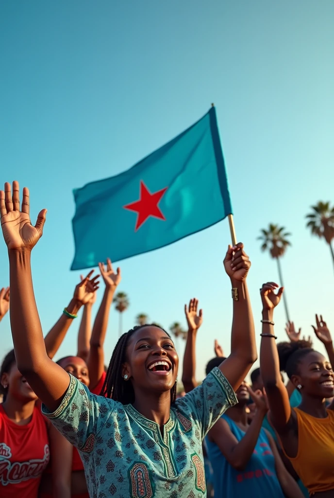 Facebook profile picture( somalia flag and people cheering for the flag