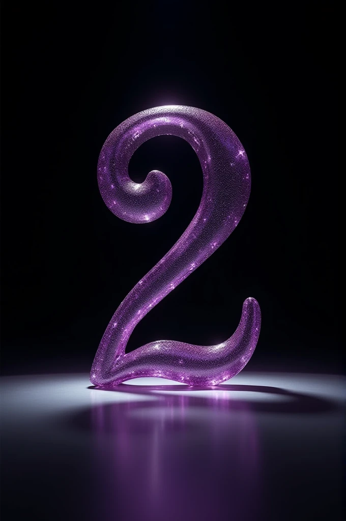 Create an image with the number 2 and the letter B in a very elegant style, with a white spotlight pointing at them. I want the image to be predominantly black with purple details.