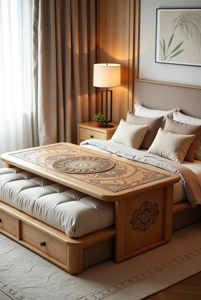 A table that is a bed on the reverse side