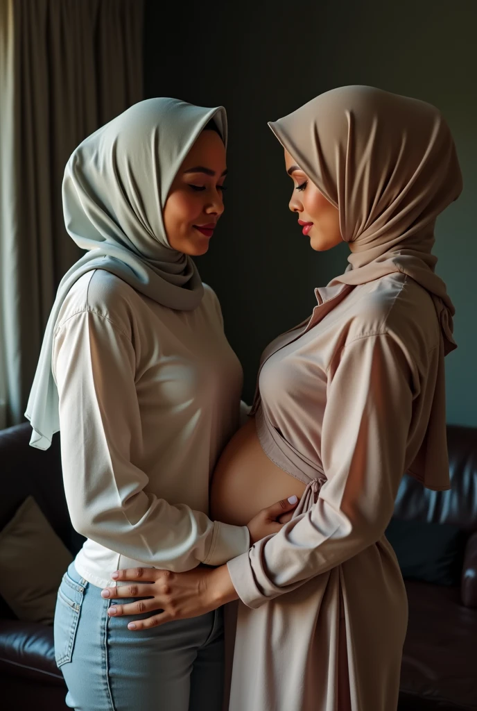 A curvy indonesian women 25 year old wearing transparent hijab and a man penetrateing penis into vagina
