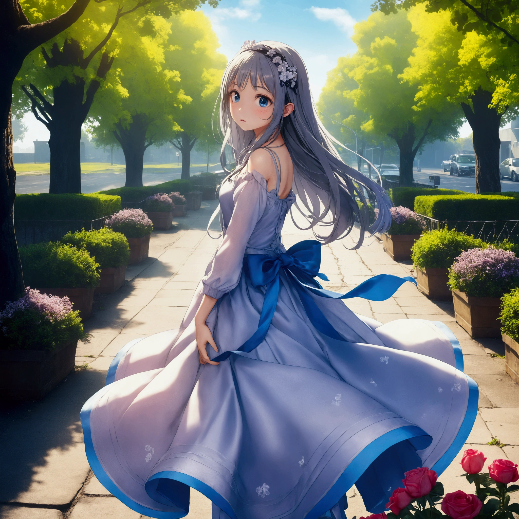 beautiful, insanely detailed, street, sad, disappointed, shocked, troubled, lonely, gradient blue background, gradient gray background, gradient black background, dark atmosphere, hazy atmosphere, full body shot, long shot, dappled sunlight, bright colors