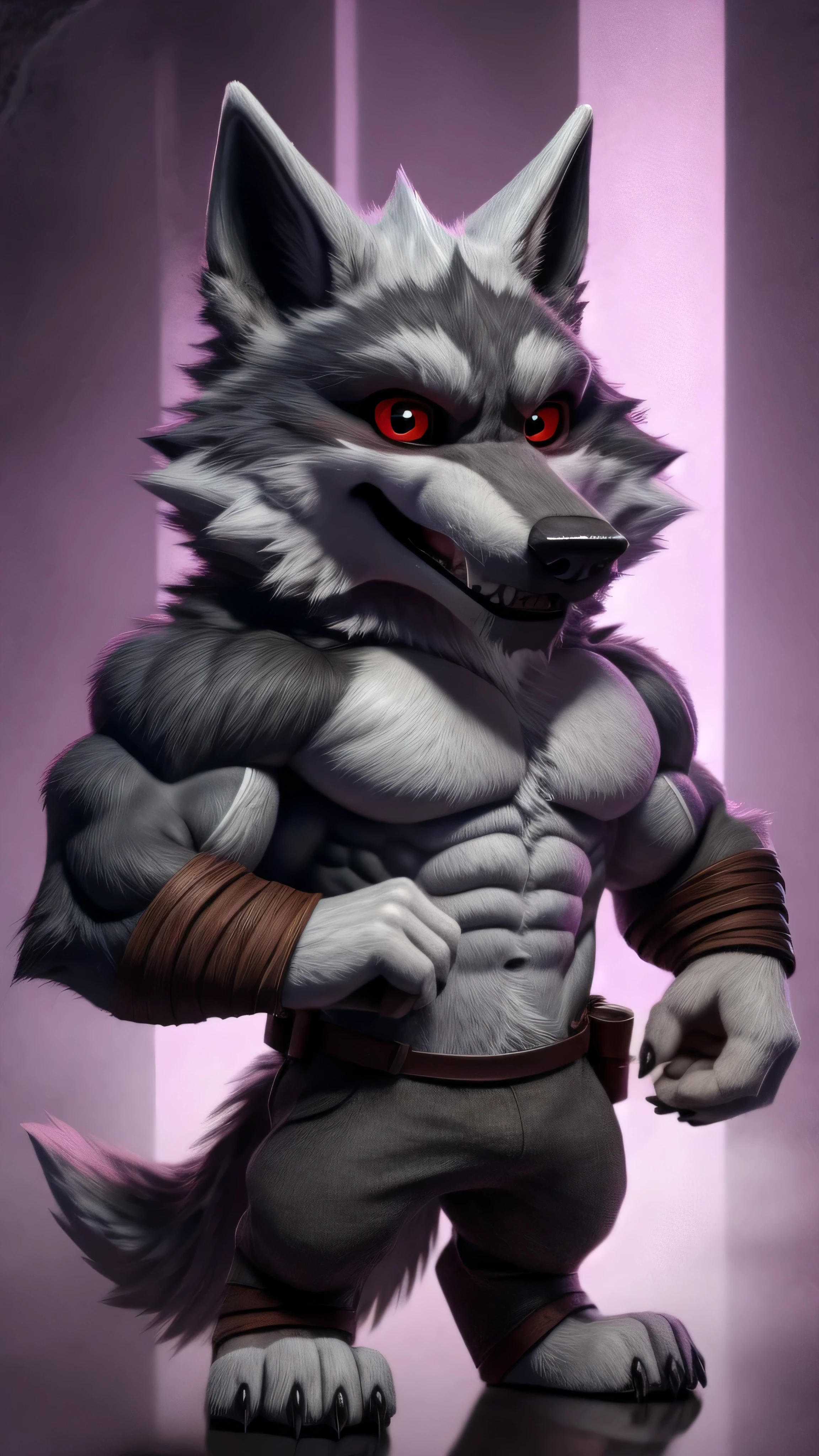 Death wolf JR (chibi) muscular and red eyes