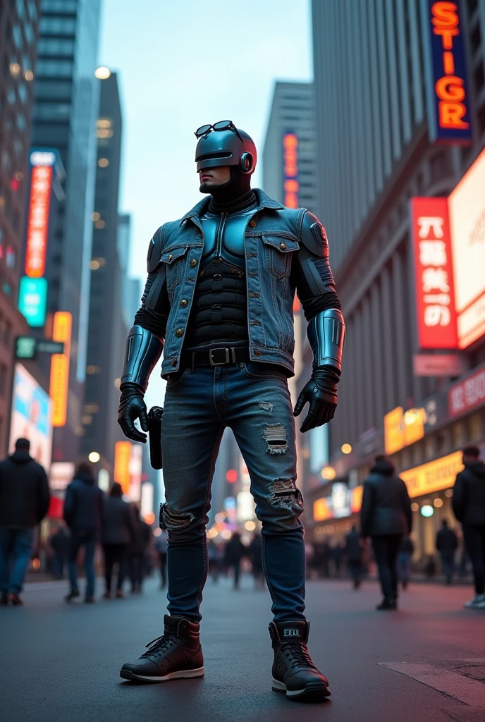 Robocop wearing casual clothes
