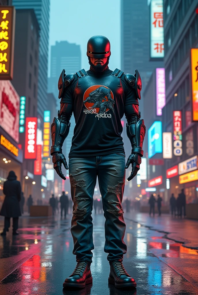 Robocop wearing casual clothes
