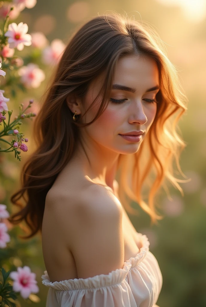 A woman blushing naked