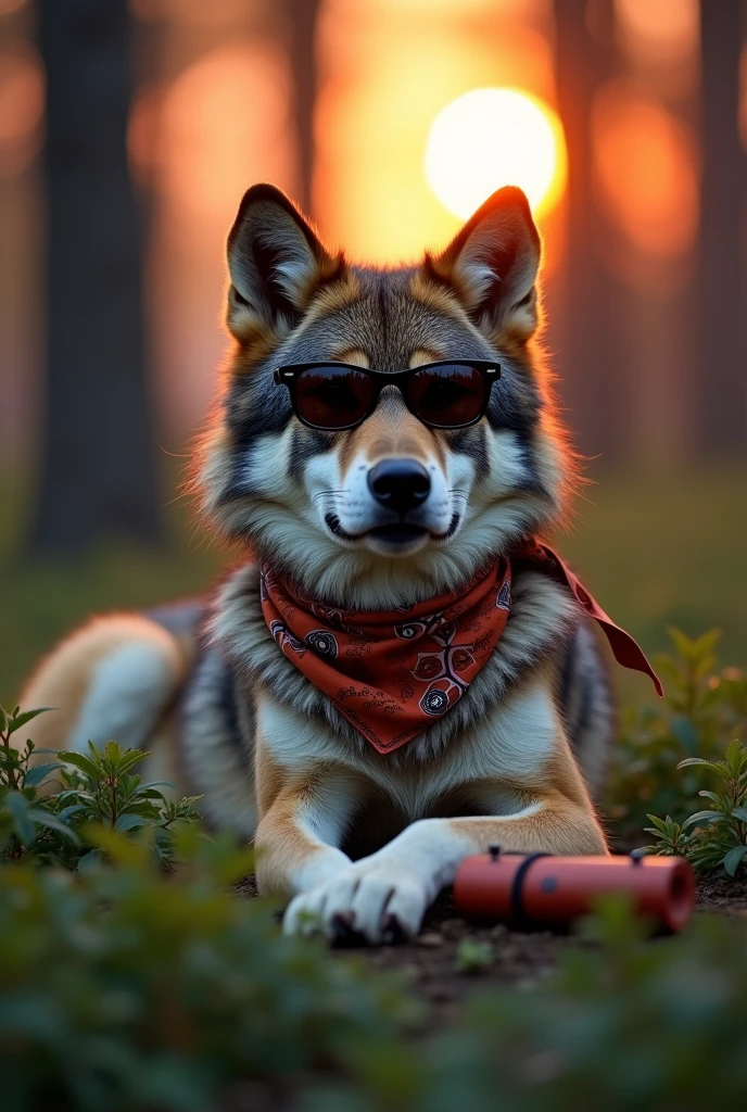 Make a chill wolf, that's holding dynamite, that belongs to a squad.