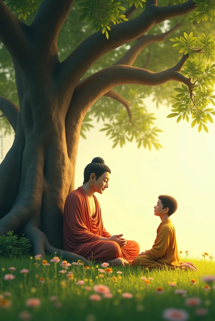 Budha and sisya image no कॉपी right 3d