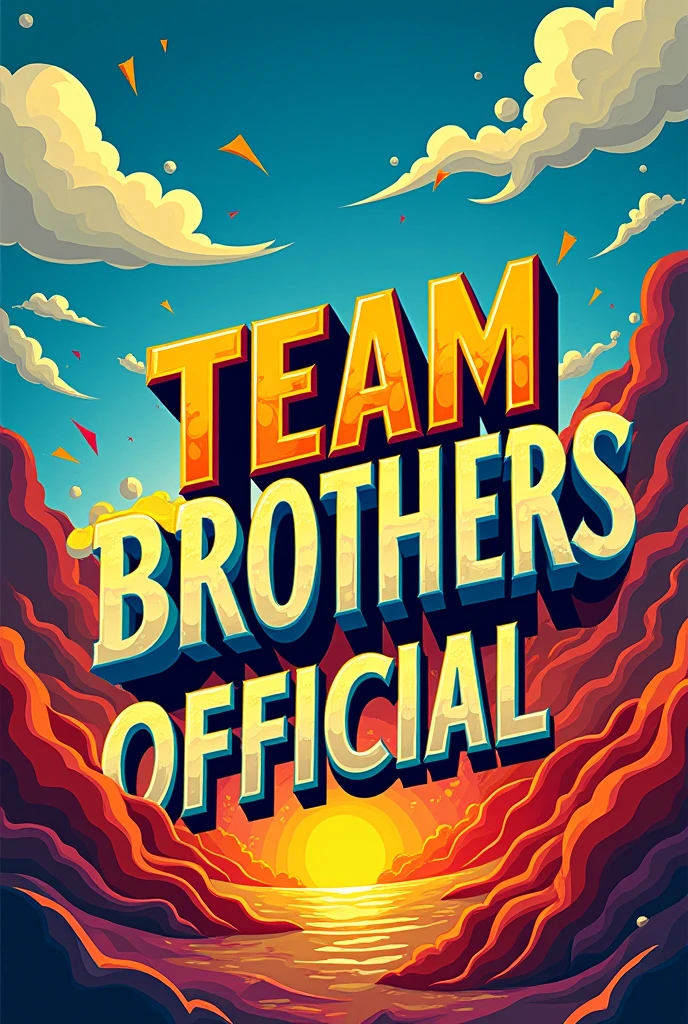 A cool illustrated background in bold colours and TEAM BROTHERS OFFICIAL written on top
