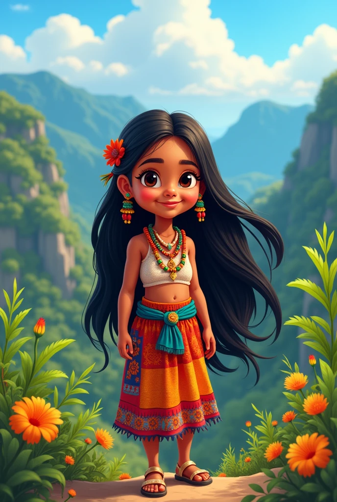 (animated cartoon) Indigenous Guane girl from Colombia