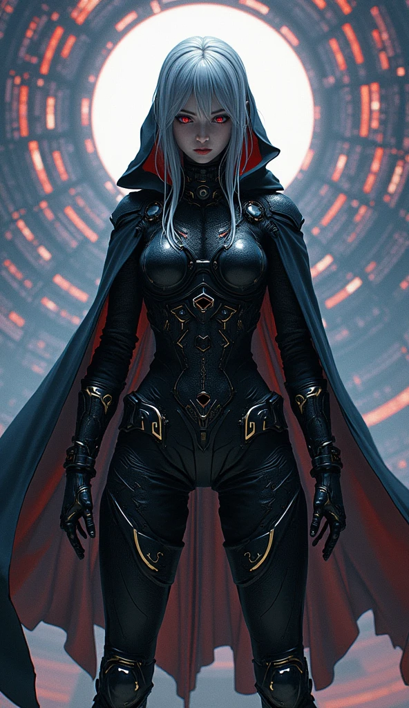 (masterpiece:1.2, Highest quality,High resolution,Super detailed),8k,wallpaper,(Very detailed),(Armored Core Style),1 female,Silver Hair,(Assassination Squad Ninja),(Black Ninja Robot Armor),(black-hooded-cloak,mask),(The background is a world of illusions and geometric patterns reminiscent of a kaleidoscope.:2.0),(Detailed face:1.3),(Detailed body:1.3),((Cowboy Shot)),cyber punk,(dynamic),(Detailed hands:1.6),(Detailed hands),(Preparing for battle,Use illusions:2.0),(Flashy special move effects:2.0)