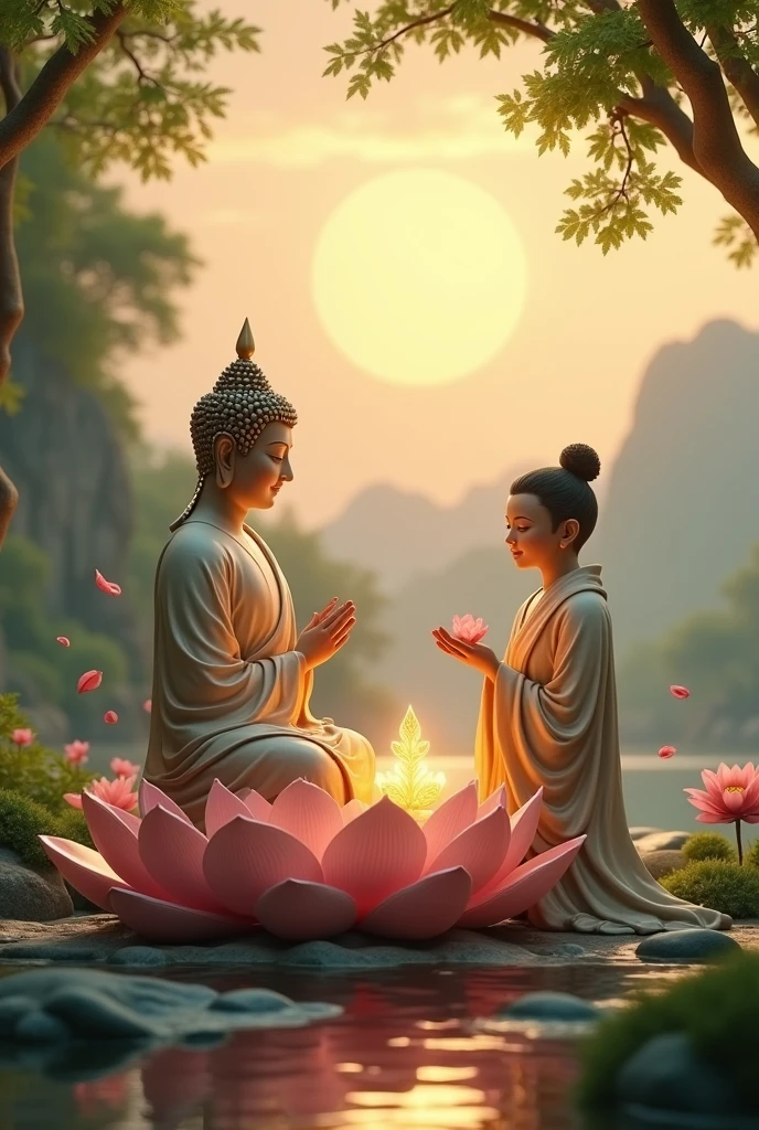Budha and sisya image no कॉपी right 3d