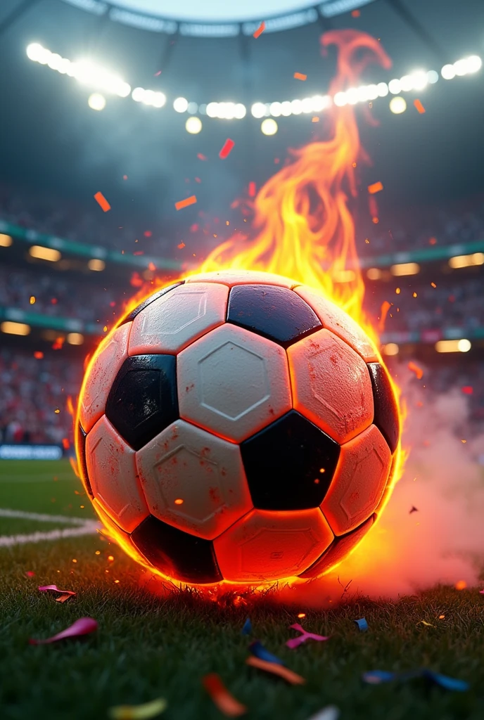 Soccer ball with fire