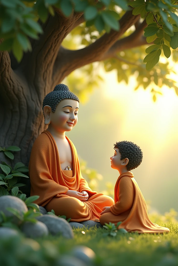 Budha and sisya image no कॉपी right 3d