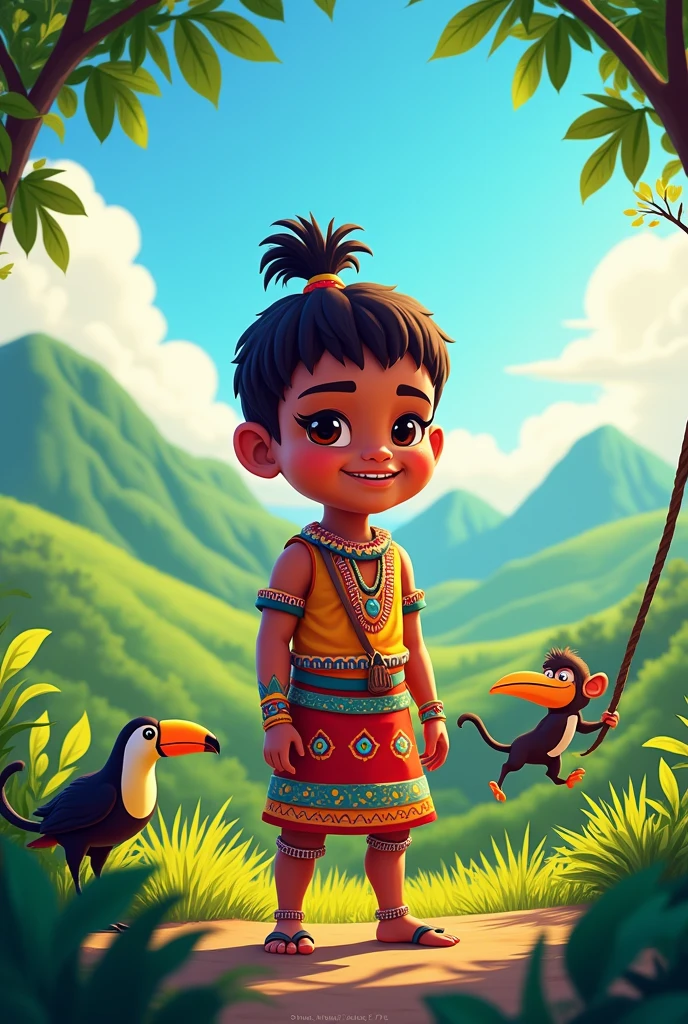 (animated cartoon) Indigenous Guane child from Colombia
