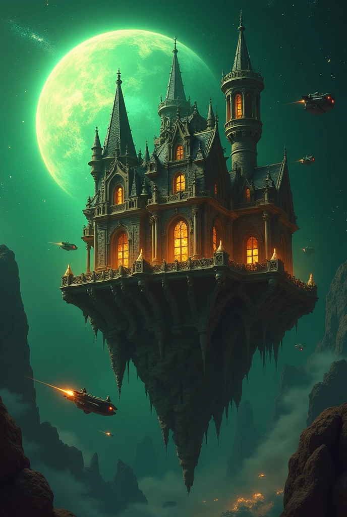 A medieval bank floating in space Flying Spacecraft a green sun
Canis Minor