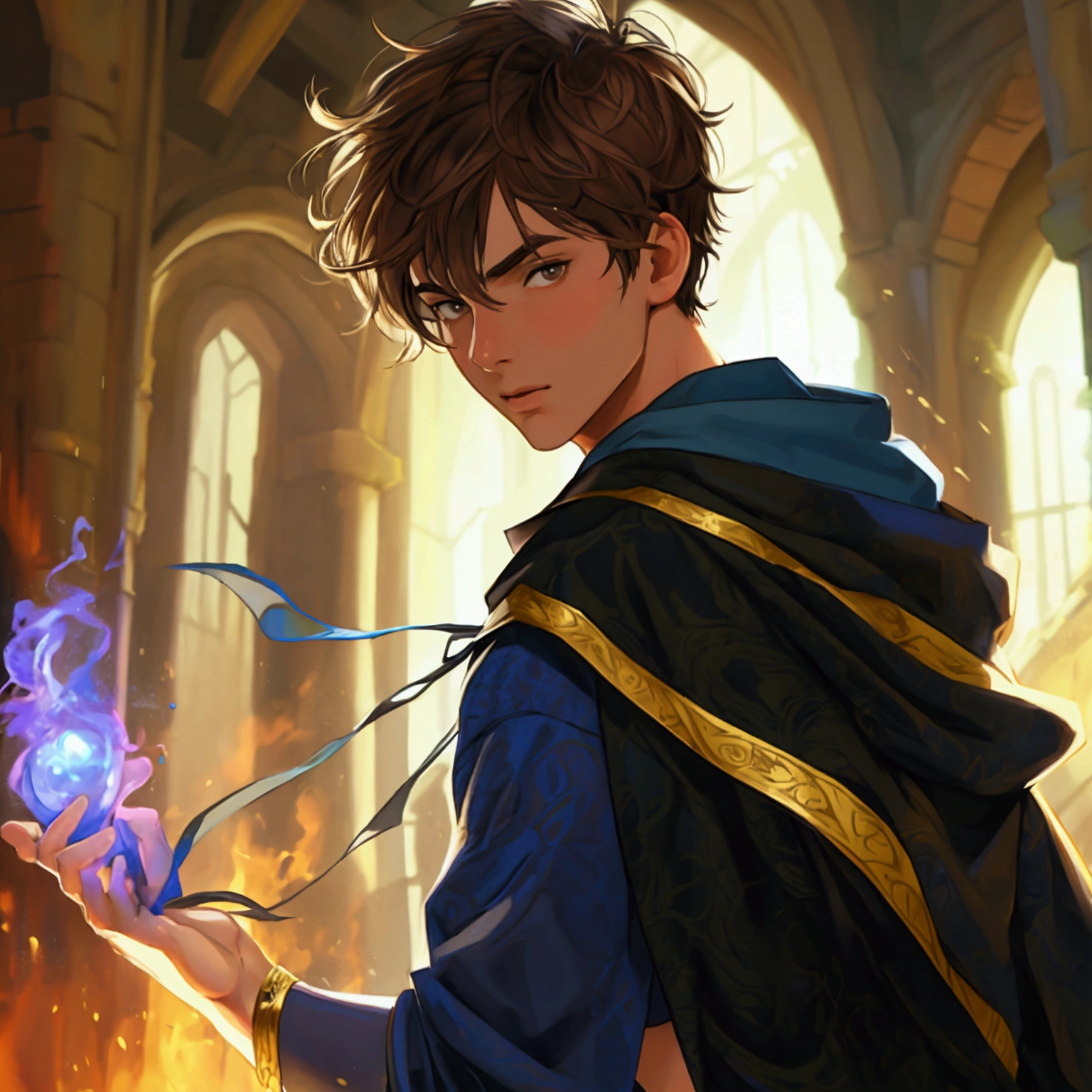 Male, in his 20s, brown hair, wizard, magic, hot, young, big ass, big butt, ass showing
