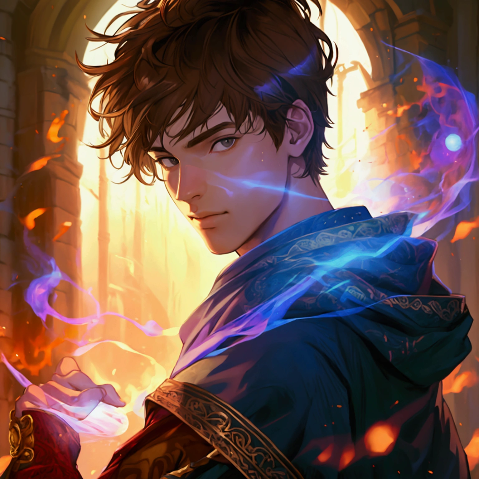 Male, in his 20s, brown hair, wizard, magic, hot, young, big ass, big butt, ass showing