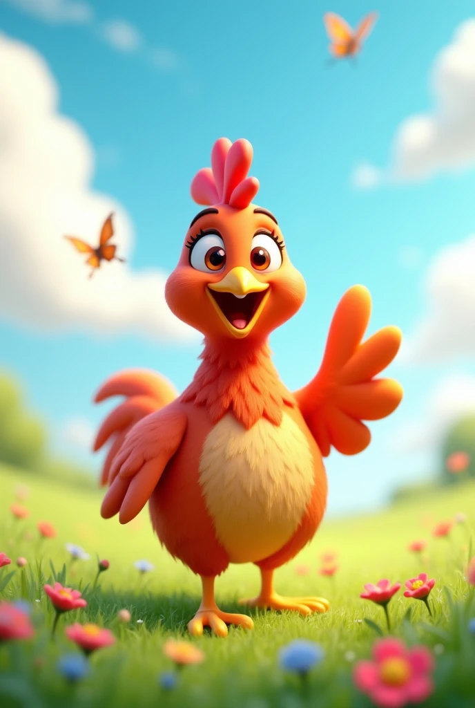 hen 3d drawing waving