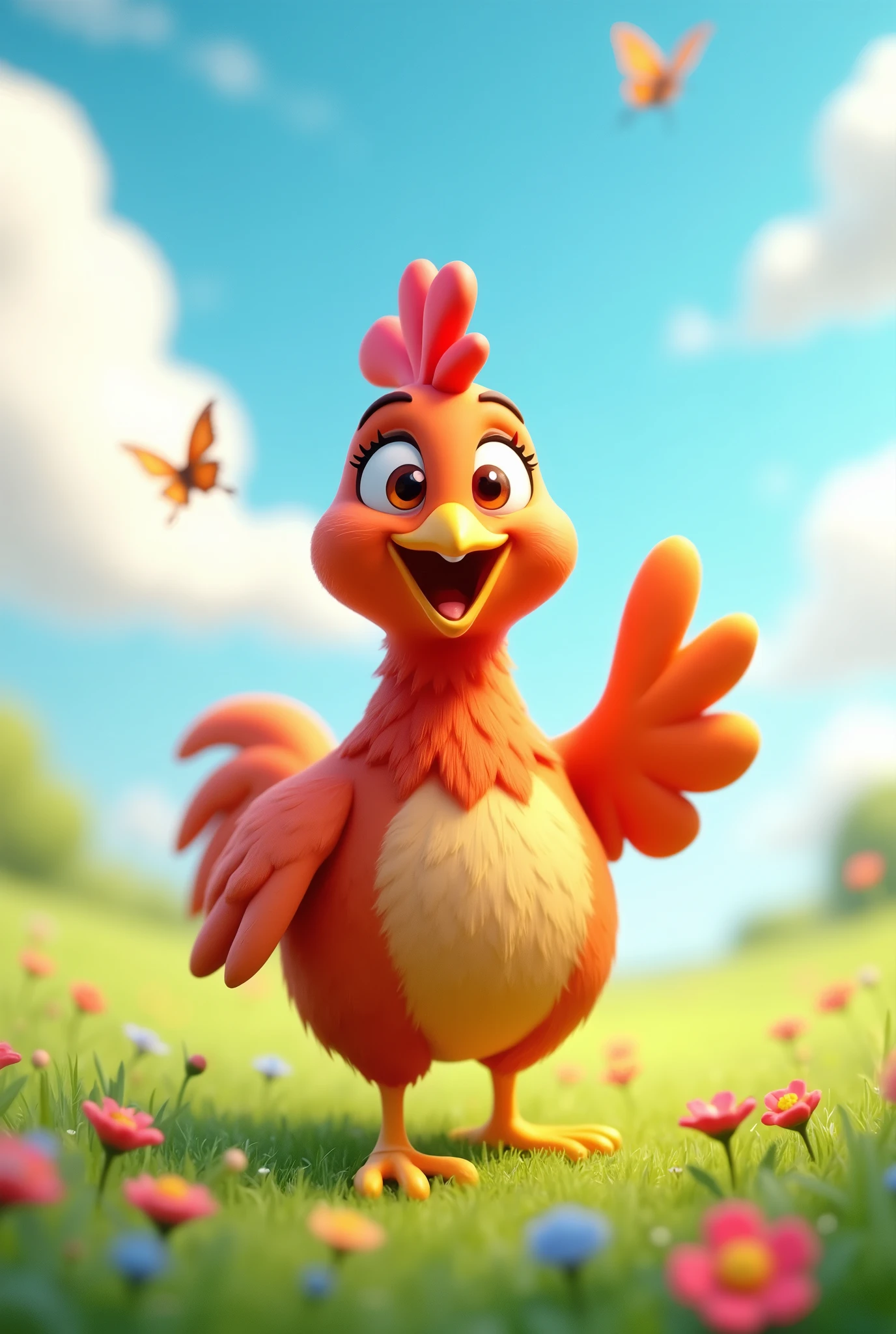 hen 3d drawing waving
