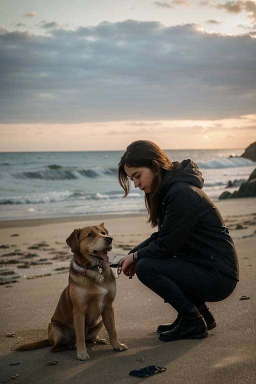 A woman with a dog waits on the seashore for her husband to return from a long voyage.