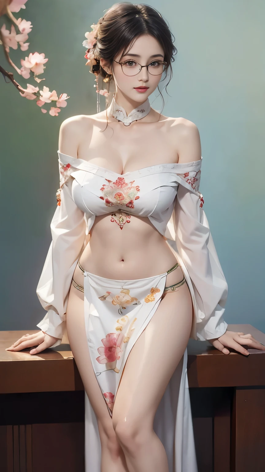 a woman, ancient chinese costume, taking off clothes, Saw one beautiful breast., full body, sunlight, clear face, clean white background, masterpiece, super detail, epic composition, ultra hd, high quality, extremely detailed, official art, super detail