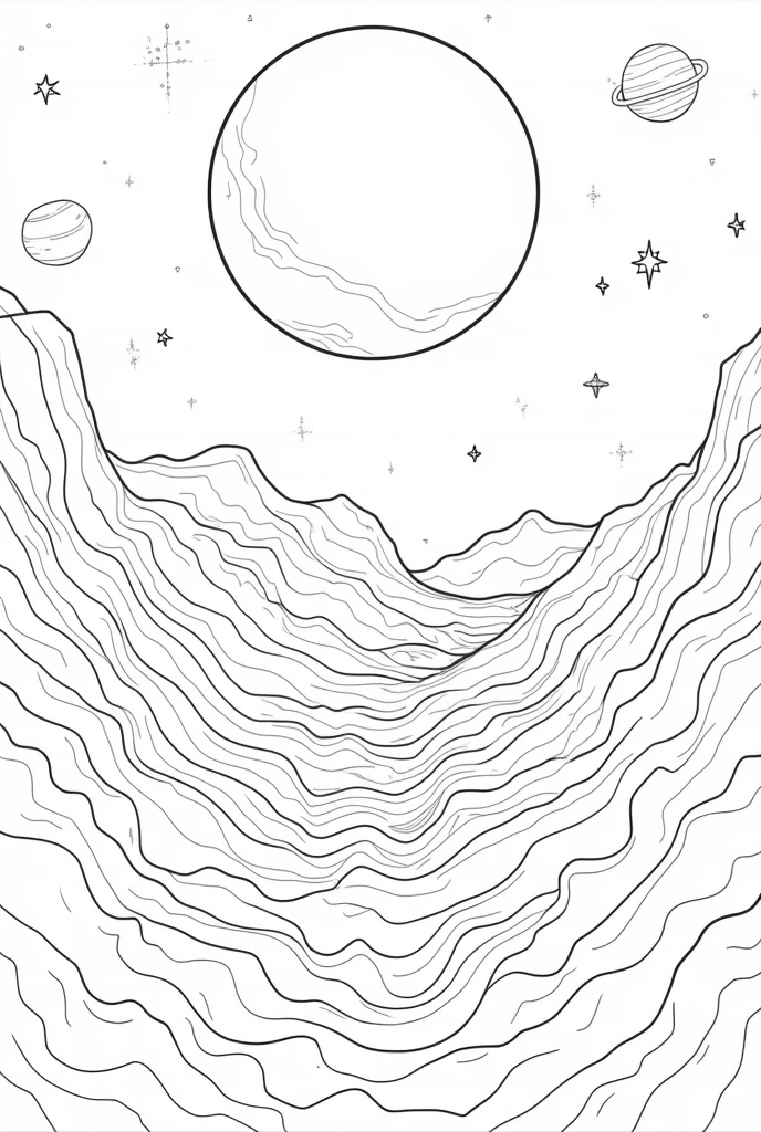 Black and white coloring page of the view of planet Venus