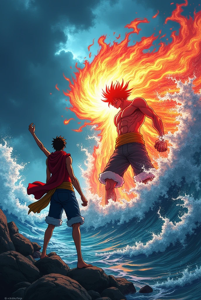 Kaido from one piece fight saiyan man