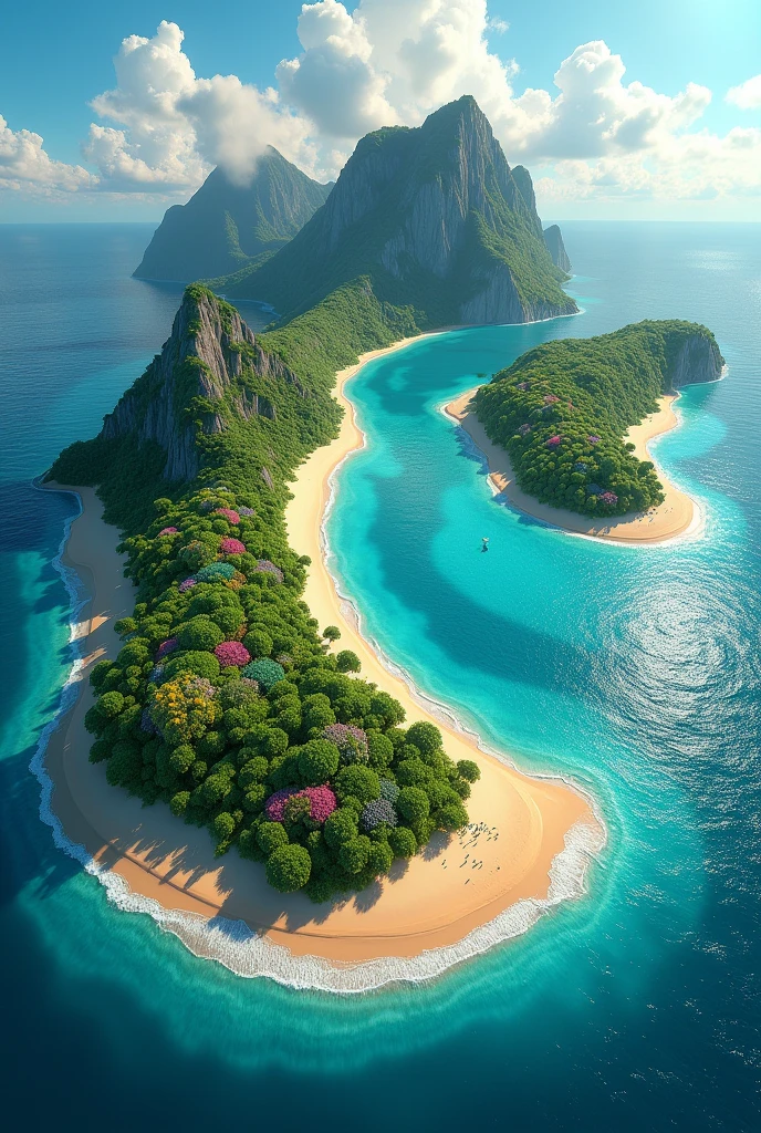 An island that regained it's beauty after being mined for months in birds Eye View ( 3D animation )