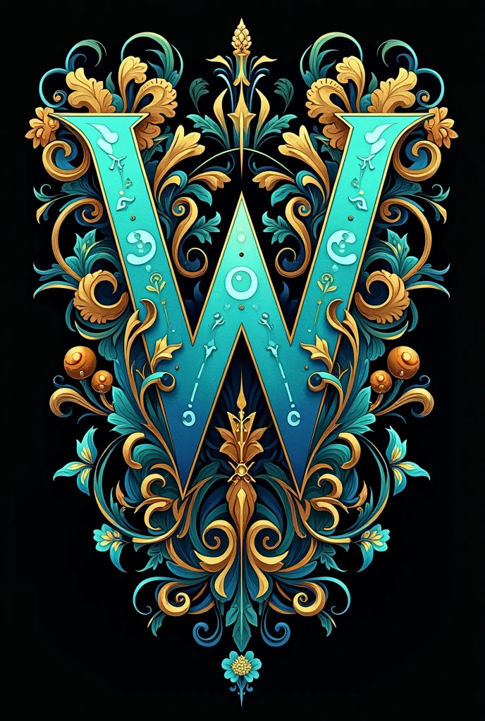 Make me an image using graphic patterns with the letter W  