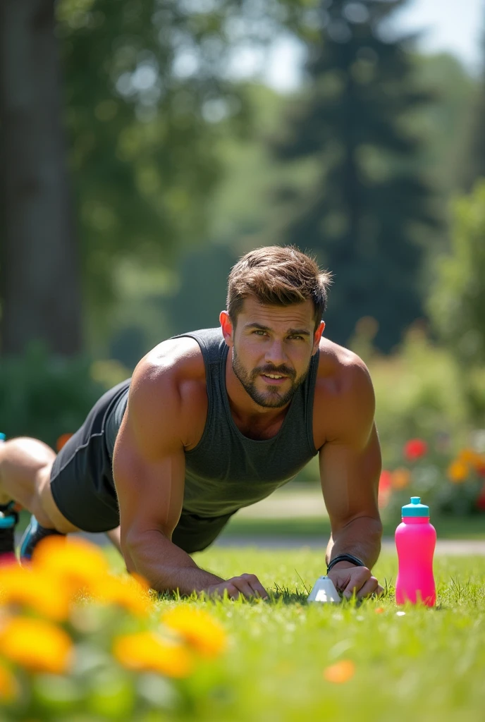 A man taking care of his health with exercise and diet