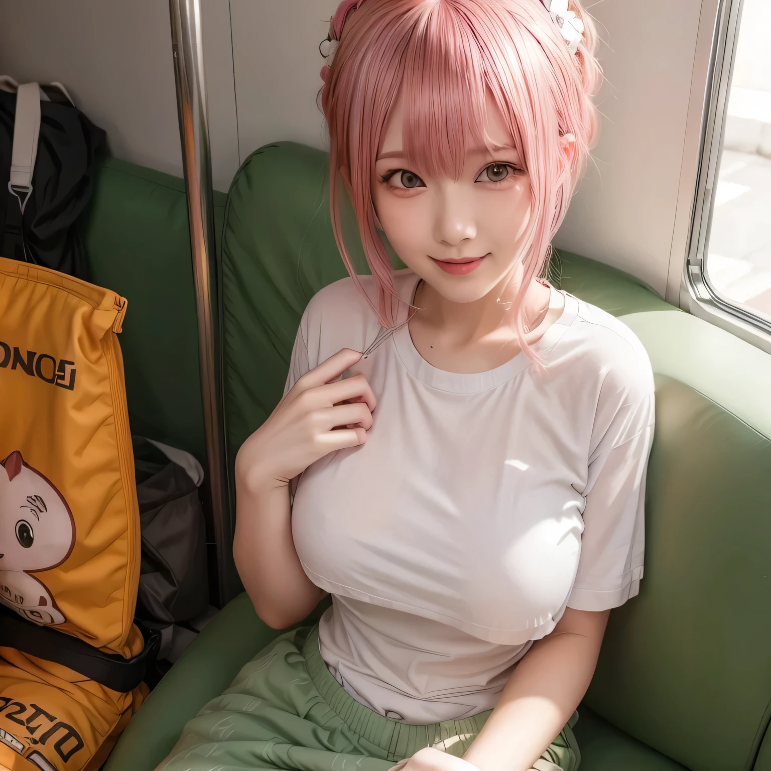Nakano ichika, pink hair, masterpiece, best quality, CG, wallpaper, HDR, high quality, high-definition, extremely detailed, looking at viewer, smile, cute girl, ultra realistic, ultra detail, 70 mm lens