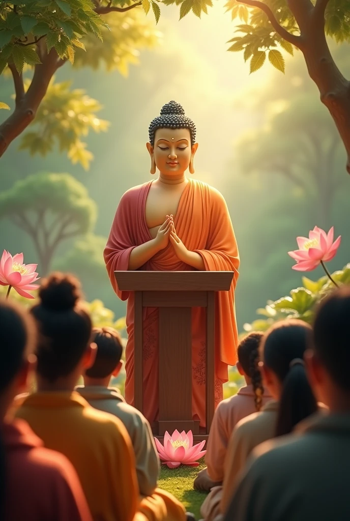 स्पीच देते हुए budha लोगो को image no कॉपी right 3d