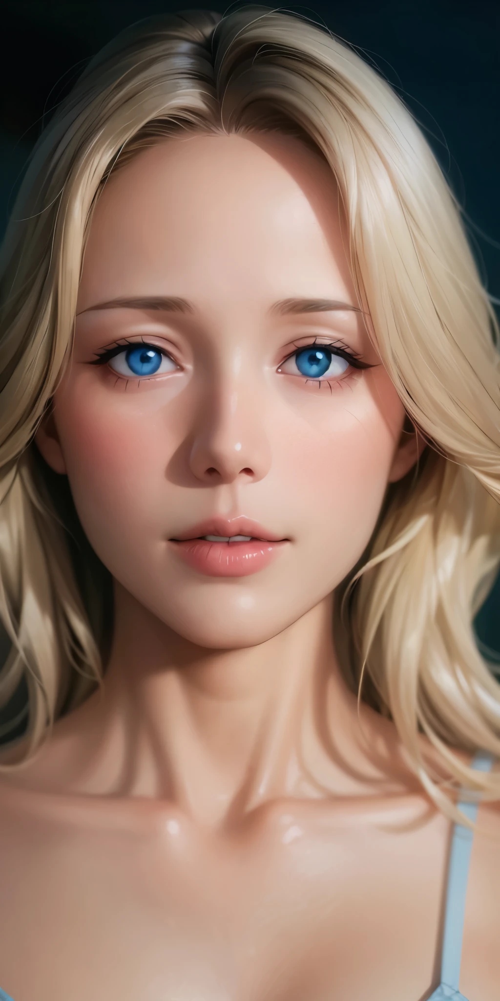 Elegant mature female, blue eyes, blonde hair, soft light, 4k resolution, high quality, beautiful cg
