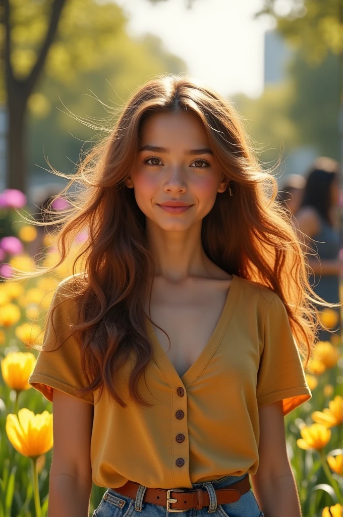 Create a realistic 18-year-old with long hair