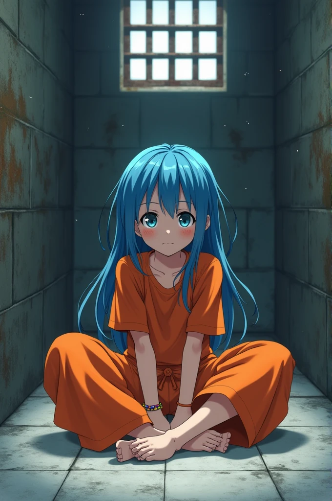 Create an image of a female character from the demon slayer anime with ice breath tied up and gagged in a corner of a captivity
