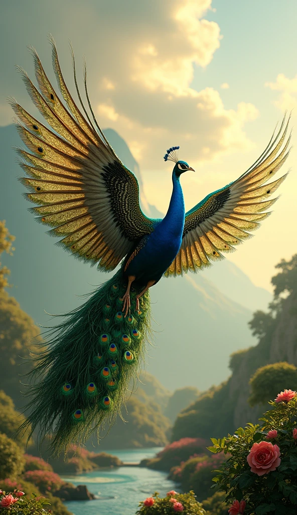 Peacock flying 