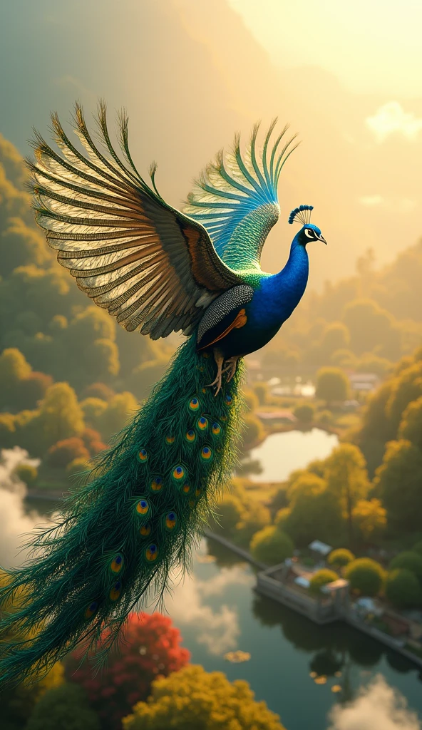 Peacock flying 