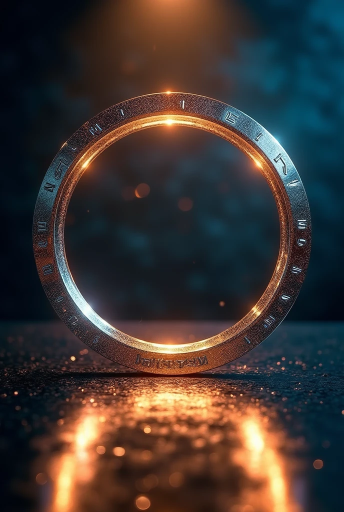 generate an image for me of a perfect metal circle with light
