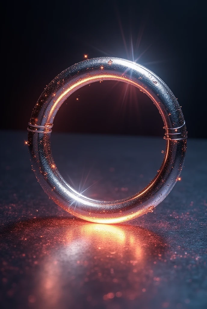 generate an image for me of a perfect metal circle with light