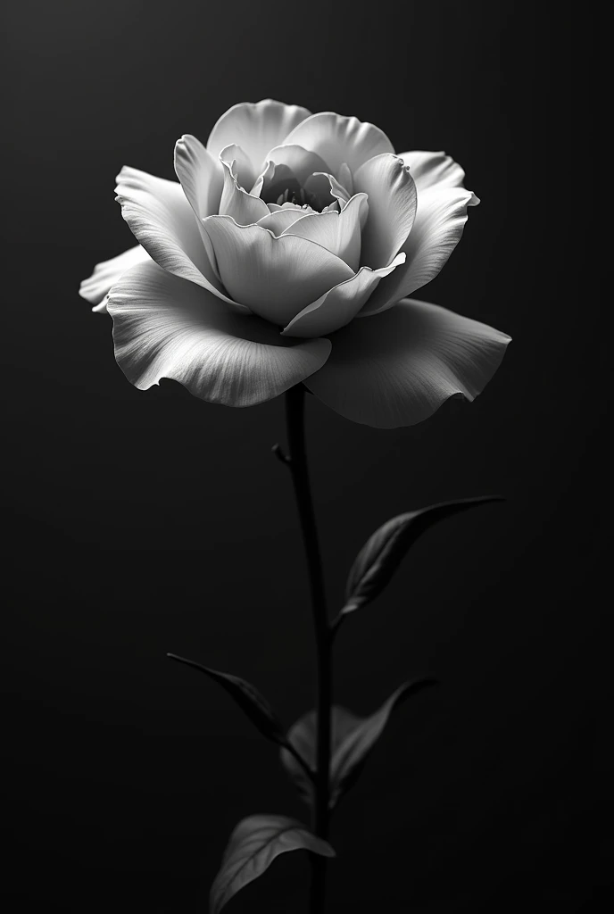 A highly detailed and realistic black and white portrait of a beautiful flower, (best quality,8k,ultra-detailed,masterpiece:1.2),photorealistic,sharp focus,physically-based rendering,professional,dramatic lighting,moody atmosphere,minimalist background