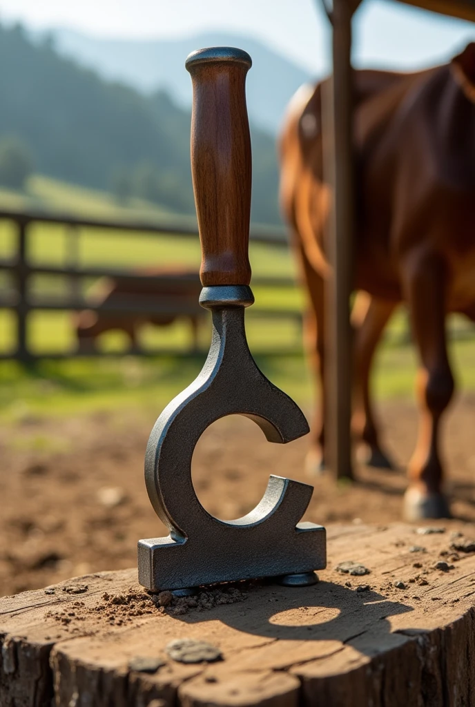 Generate a branding iron for calves with the letters C