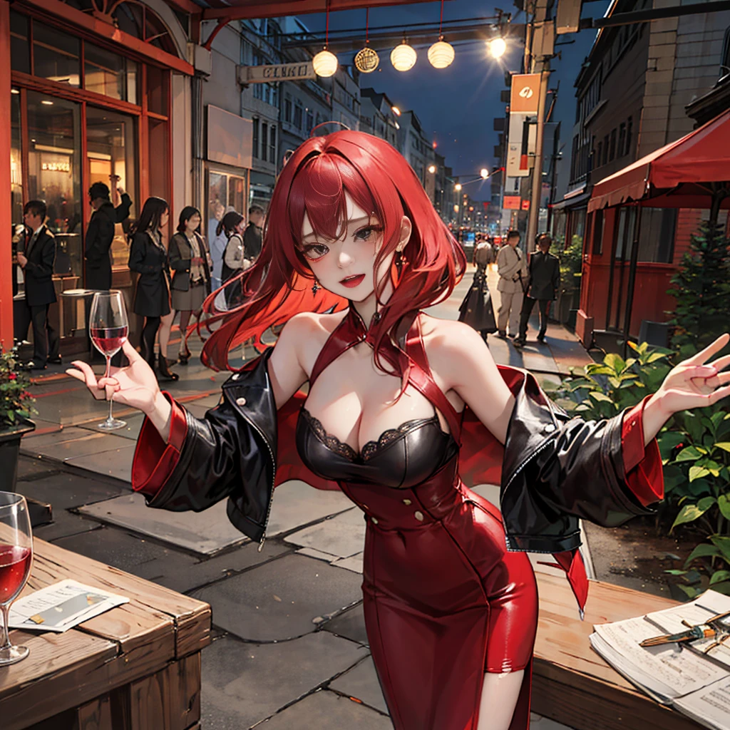 best quality, 4k, masterpiece, extremely detailed,
Scarlet Vino is an elegant and enigmatic character who blends sophistication with a touch of chaos, represented by her torn crimson dress and a wine glass theme. Her flowing, tattered dress symbolizes her tumultuous past, adorned with intricate lace and dark, sparkling jewelry that reflects her connection to wine.
With dark, wavy hair reminiscent of red wine and dramatic makeup, Scarlet captivates those around her with her charm and storytelling ability. Despite her glamorous exterior, she carries an underlying pain from a tragic love affair, prompting her to travel and seek healing through encounters at lavish gatherings and hidden locales.
Scarlet possesses the unique ability to read emotions, using her wine glass as a metaphor to draw out stories from others, while her glass grants her glimpses into the past events of the places she visits. For formal occasions, she might wear a fitted gown with fewer tears, while for more adventurous outings, she may opt for a leather jacket over a simpler outfit.
Overall, Scarlet Vino embodies the duality of celebration and sorrow, leaving a memorable impact on everyone she meets, marked by laughter, tears, and the aroma of fine wine.