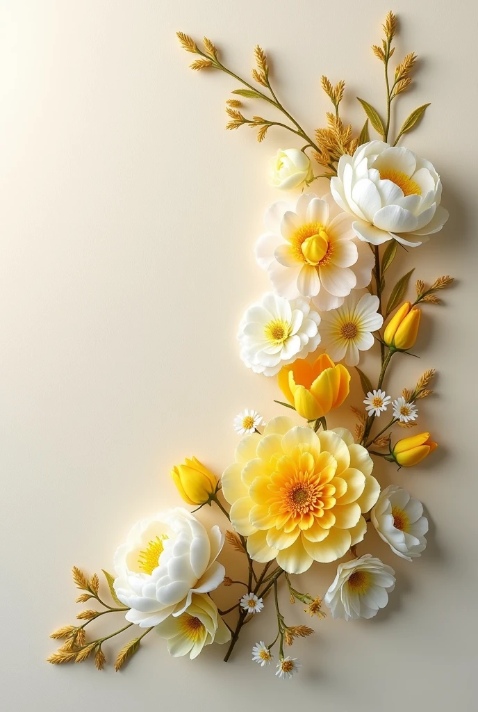 Silvia's wedding card & Peter With white and yellow peonies, tulips and roses, that it looks luxurious and that it has some boyfriends from the back