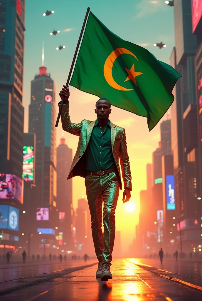 🇲🇷A man from the future carrying the flag of Mauritania